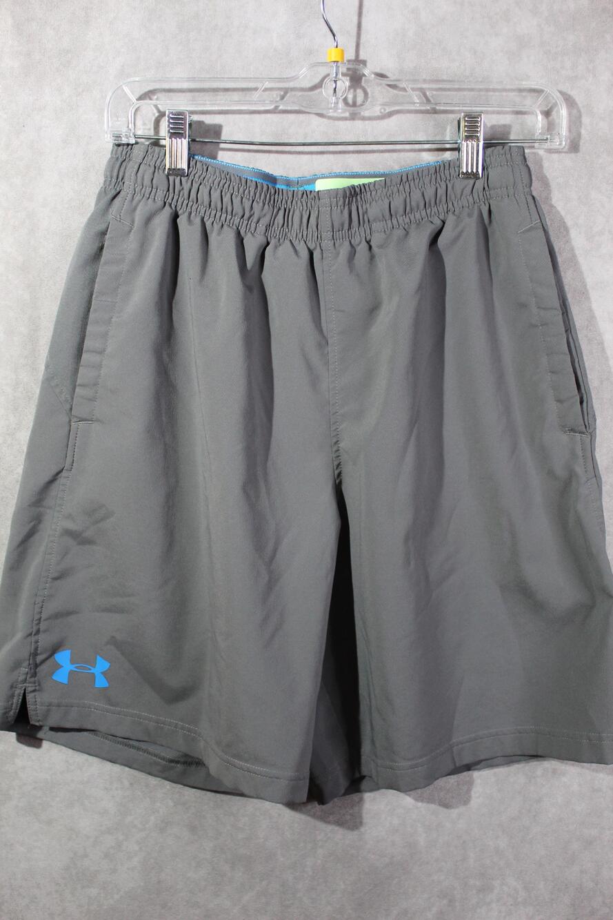 Under Armour Shorts Mens S Gray Athletic Elastic Waist Drawstring Pockets